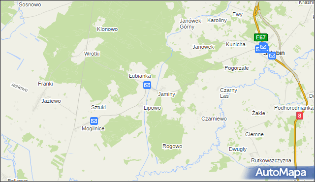 mapa Jaminy, Jaminy na mapie Targeo