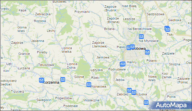 mapa Jankowa gmina Bobowa, Jankowa gmina Bobowa na mapie Targeo