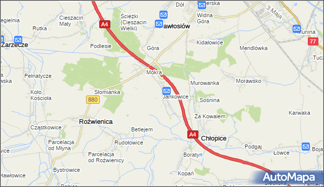 mapa Jankowice gmina Chłopice, Jankowice gmina Chłopice na mapie Targeo