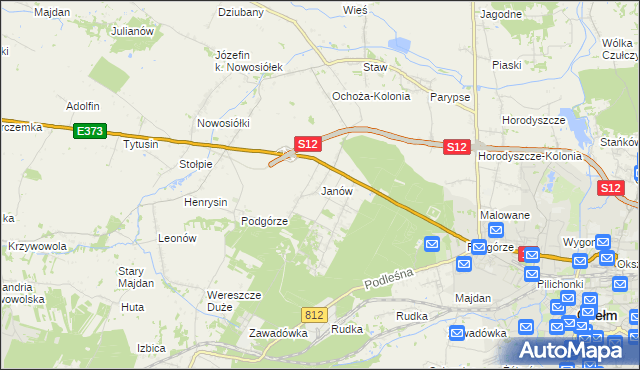 mapa Janów gmina Chełm, Janów gmina Chełm na mapie Targeo
