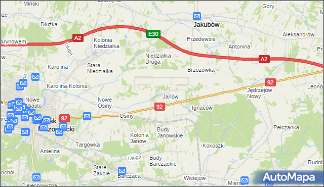 mapa Janów gmina Mińsk Mazowiecki, Janów gmina Mińsk Mazowiecki na mapie Targeo