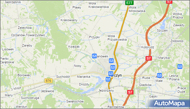 mapa Janówek gmina Tarczyn, Janówek gmina Tarczyn na mapie Targeo