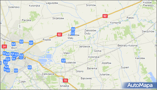 mapa Janowice gmina Nieborów, Janowice gmina Nieborów na mapie Targeo