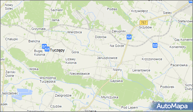 mapa Januszkowice gmina Tuczępy, Januszkowice gmina Tuczępy na mapie Targeo