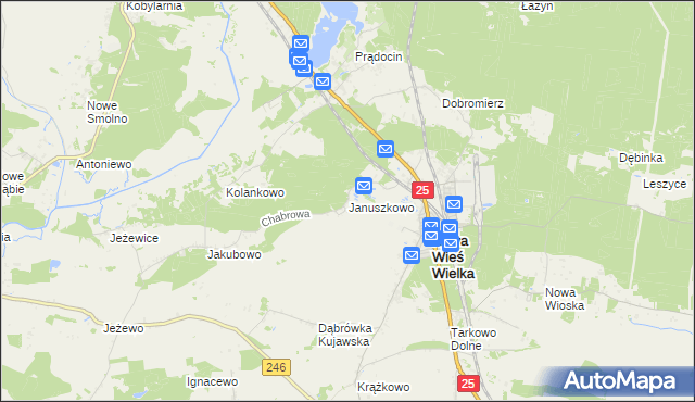 mapa Januszkowo gmina Nowa Wieś Wielka, Januszkowo gmina Nowa Wieś Wielka na mapie Targeo