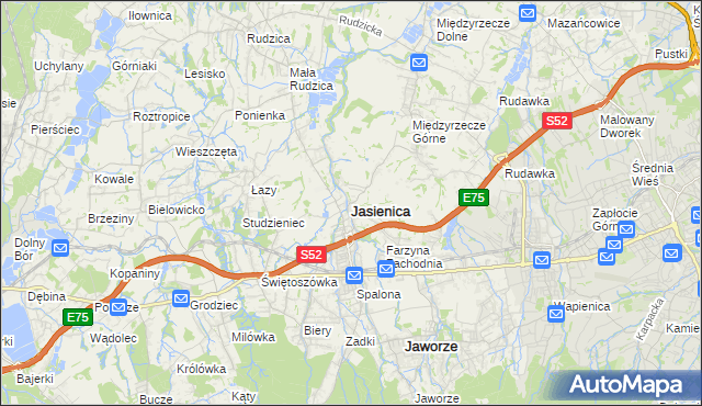 mapa Jasienica powiat bielski, Jasienica powiat bielski na mapie Targeo