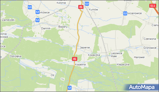 mapa Jasienie, Jasienie na mapie Targeo