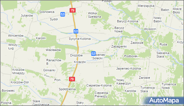 mapa Jasieniec Solecki, Jasieniec Solecki na mapie Targeo