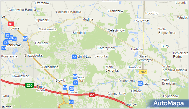 mapa Jasionka gmina Zgierz, Jasionka gmina Zgierz na mapie Targeo