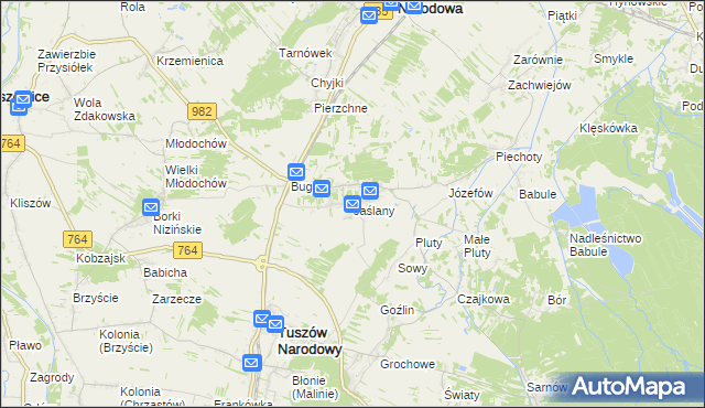 mapa Jaślany, Jaślany na mapie Targeo