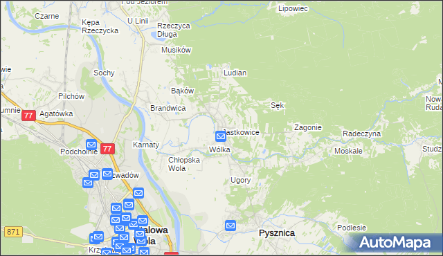 mapa Jastkowice, Jastkowice na mapie Targeo