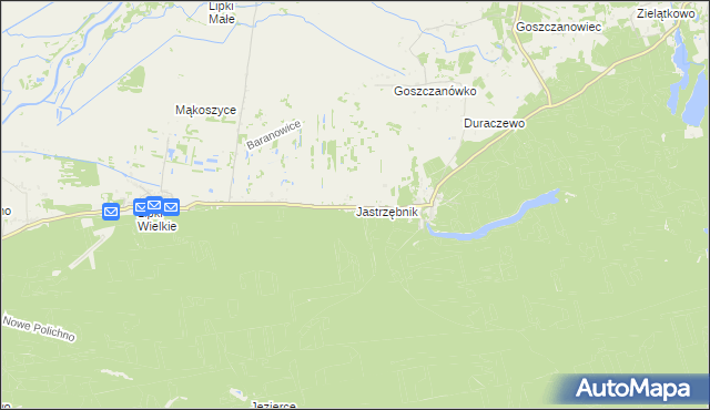 mapa Jastrzębnik gmina Santok, Jastrzębnik gmina Santok na mapie Targeo