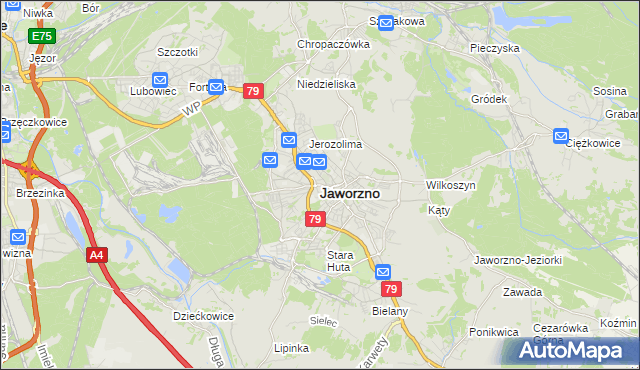 mapa Jaworzno, Jaworzno na mapie Targeo