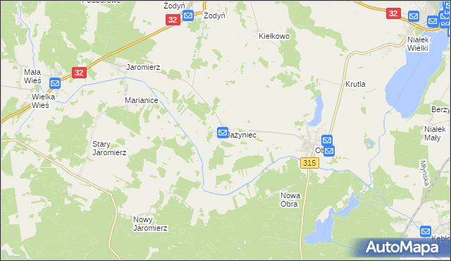 mapa Jażyniec, Jażyniec na mapie Targeo