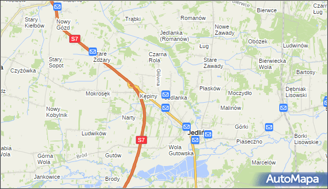 mapa Jedlanka gmina Jedlińsk, Jedlanka gmina Jedlińsk na mapie Targeo