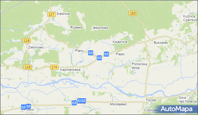 mapa Jędrzejewo gmina Czarnków, Jędrzejewo gmina Czarnków na mapie Targeo