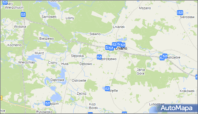 mapa Jędrzejewo gmina Lniano, Jędrzejewo gmina Lniano na mapie Targeo