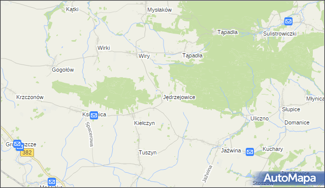 mapa Jędrzejowice gmina Dzierżoniów, Jędrzejowice gmina Dzierżoniów na mapie Targeo