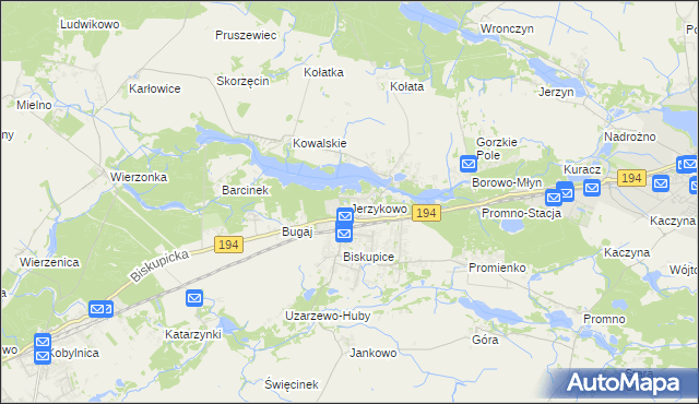 mapa Jerzykowo gmina Pobiedziska, Jerzykowo gmina Pobiedziska na mapie Targeo
