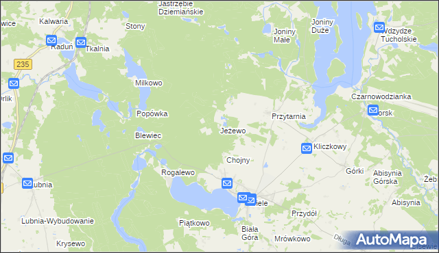 mapa Jeżewo gmina Karsin, Jeżewo gmina Karsin na mapie Targeo