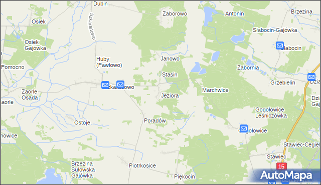 mapa Jeziora gmina Jutrosin, Jeziora gmina Jutrosin na mapie Targeo
