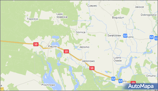 mapa Jeziorko gmina Wałcz, Jeziorko gmina Wałcz na mapie Targeo