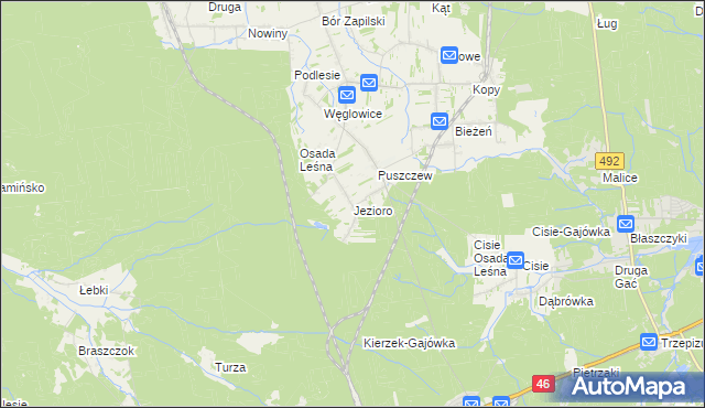 mapa Jezioro gmina Wręczyca Wielka, Jezioro gmina Wręczyca Wielka na mapie Targeo