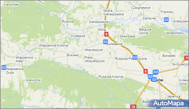 mapa Jeziory gmina Łoniów, Jeziory gmina Łoniów na mapie Targeo