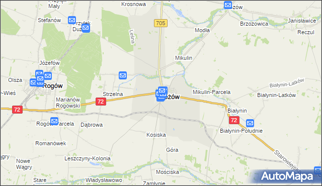 mapa Jeżów powiat brzeziński, Jeżów powiat brzeziński na mapie Targeo