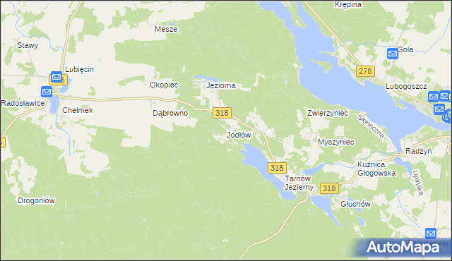 mapa Jodłów gmina Nowa Sól, Jodłów gmina Nowa Sól na mapie Targeo