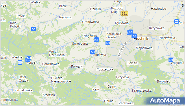 mapa Jodłówka gmina Pruchnik, Jodłówka gmina Pruchnik na mapie Targeo