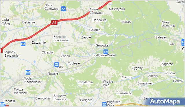 mapa Jodłówka-Wałki, Jodłówka-Wałki na mapie Targeo