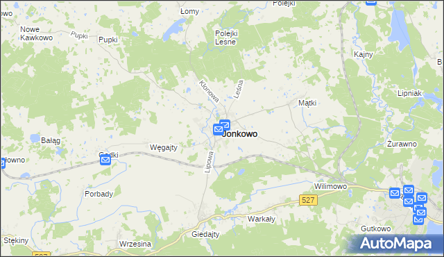 mapa Jonkowo, Jonkowo na mapie Targeo