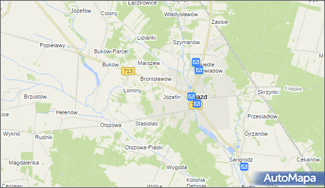 mapa Józefin gmina Ujazd, Józefin gmina Ujazd na mapie Targeo