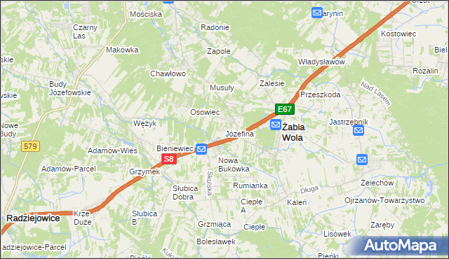 mapa Józefina gmina Żabia Wola, Józefina gmina Żabia Wola na mapie Targeo
