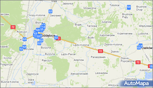 mapa Józefka gmina Poddębice, Józefka gmina Poddębice na mapie Targeo