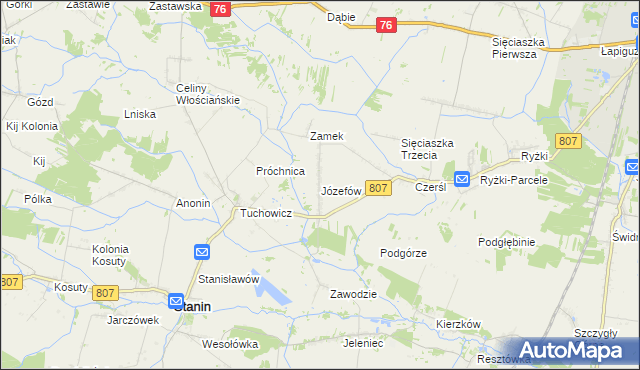 mapa Józefów gmina Stanin, Józefów gmina Stanin na mapie Targeo