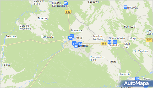 mapa Józefów powiat biłgorajski, Józefów powiat biłgorajski na mapie Targeo
