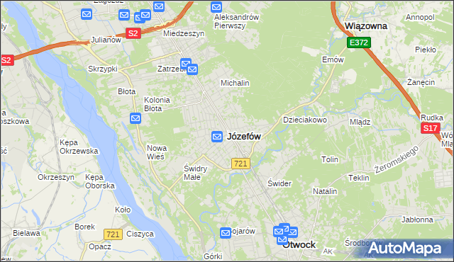 mapa Józefów powiat otwocki, Józefów powiat otwocki na mapie Targeo