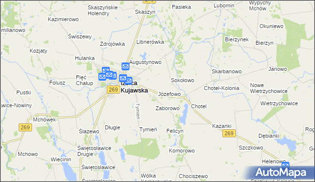 mapa Józefowo gmina Izbica Kujawska, Józefowo gmina Izbica Kujawska na mapie Targeo