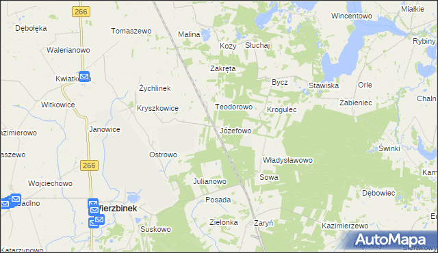 mapa Józefowo gmina Piotrków Kujawski, Józefowo gmina Piotrków Kujawski na mapie Targeo
