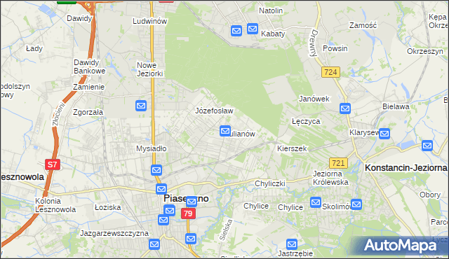 mapa Julianów gmina Piaseczno, Julianów gmina Piaseczno na mapie Targeo