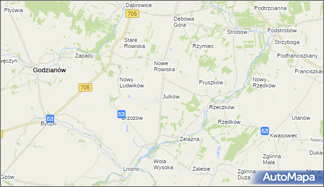 mapa Julków gmina Skierniewice, Julków gmina Skierniewice na mapie Targeo