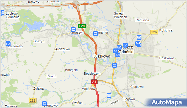 mapa Juszkowo, Juszkowo na mapie Targeo