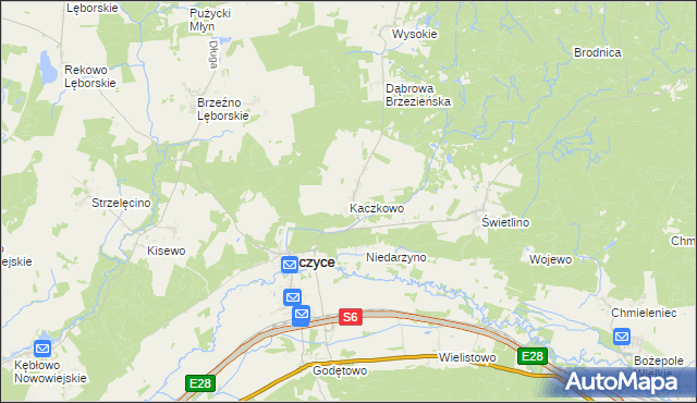mapa Kaczkowo gmina Łęczyce, Kaczkowo gmina Łęczyce na mapie Targeo