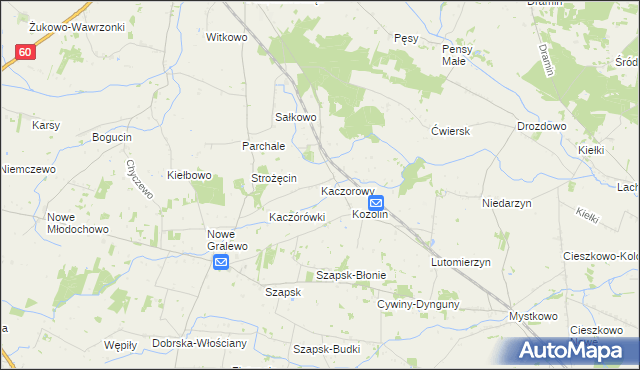 mapa Kaczorowy, Kaczorowy na mapie Targeo