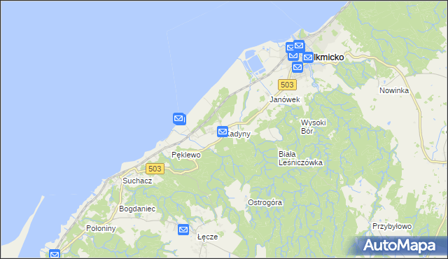 mapa Kadyny, Kadyny na mapie Targeo