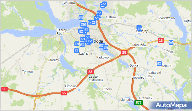 mapa Kajkowo, Kajkowo na mapie Targeo