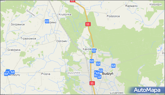 mapa Kąkolewice gmina Budzyń, Kąkolewice gmina Budzyń na mapie Targeo
