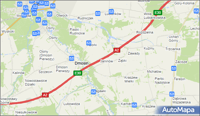 mapa Kałęczew gmina Dmosin, Kałęczew gmina Dmosin na mapie Targeo